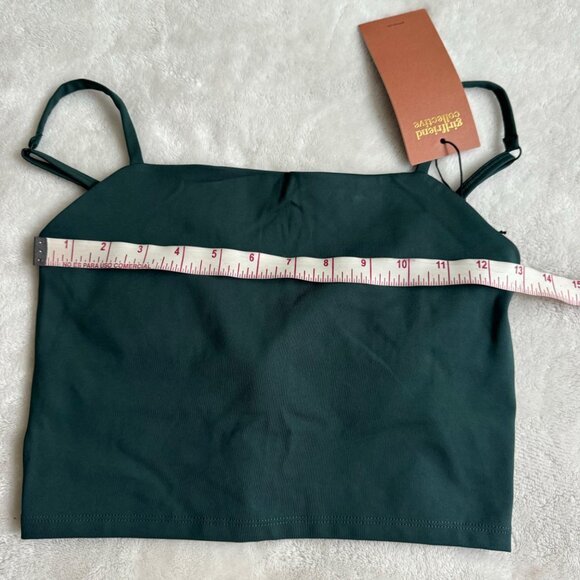 Girlfriend Collective Dark Green Sport Crop Top Sz small adjustable straps new - Picture 3 of 10